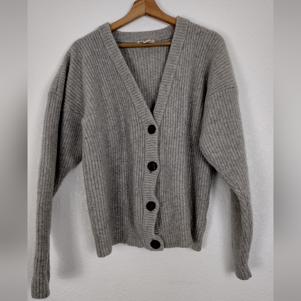 H&M WOOL BLEND Gray Cardigan BUTTON DOWN SZ XS